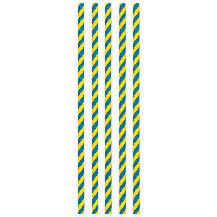 Sugrör Blå/Gul Randiga 20-pack