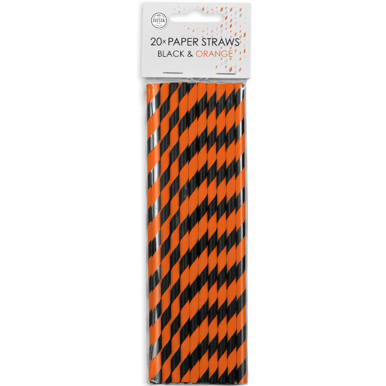 Sugrör Randiga Orange & Svart 20-pack