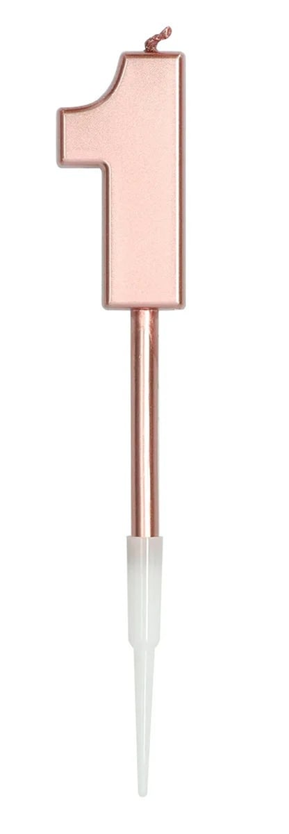 Tårtljus Roséguld Metallic 14 cm "0-9" Siffra 1