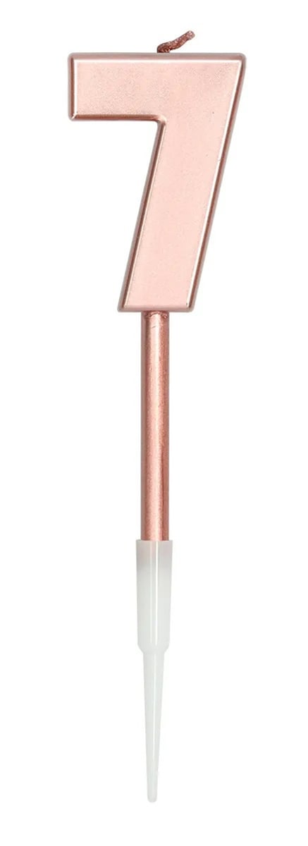 Tårtljus Roséguld Metallic 14 cm "0-9" Siffra 7