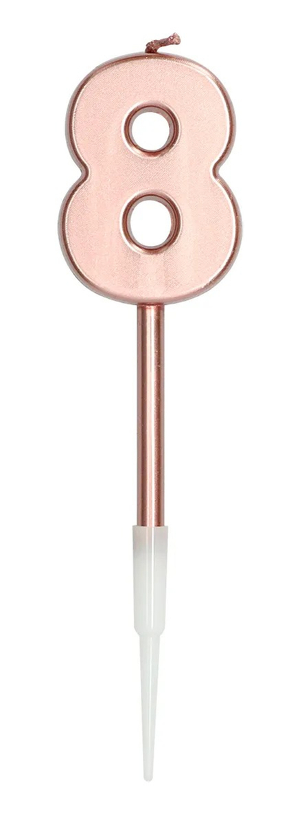 Tårtljus Roséguld Metallic 14 cm "0-9" Siffra 8