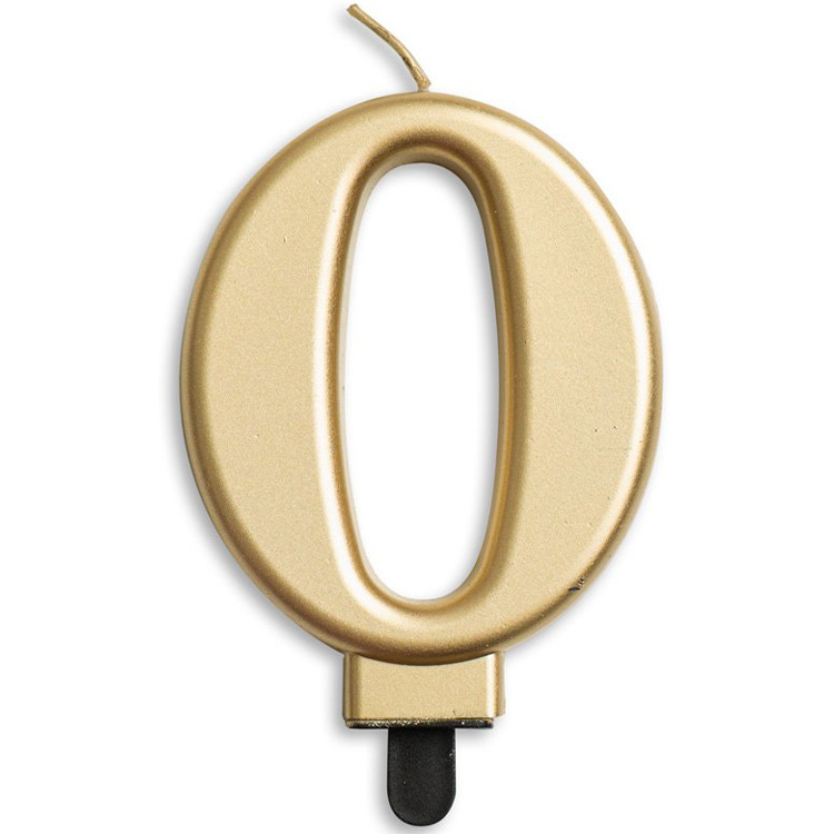 Tårtljus Siffra Guld Metallic "0-9" Siffra 0