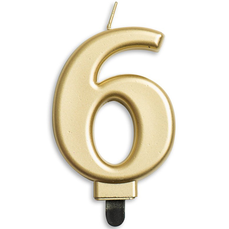 Tårtljus Siffra Guld Metallic "0-9" Siffra 6