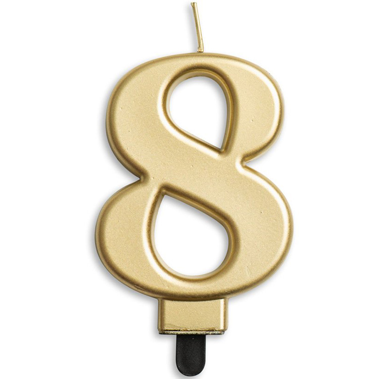 Tårtljus Siffra Guld Metallic "0-9" Siffra 8
