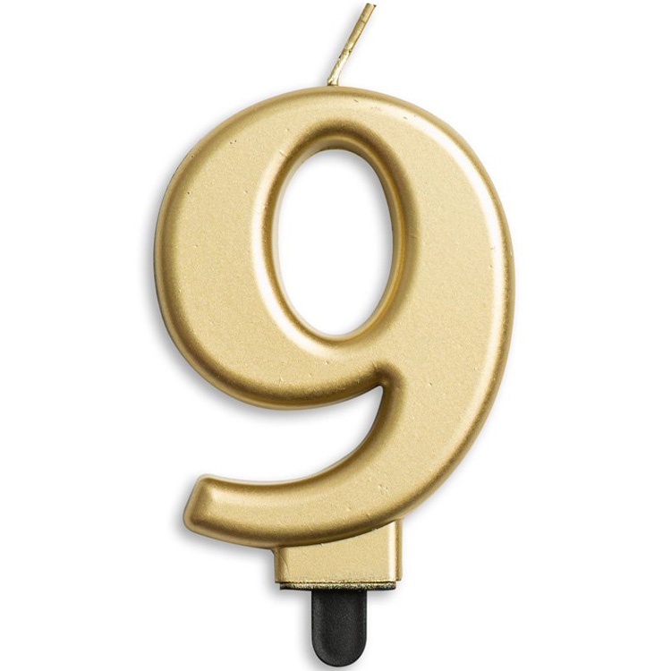 Tårtljus Siffra Guld Metallic "0-9" Siffra 9