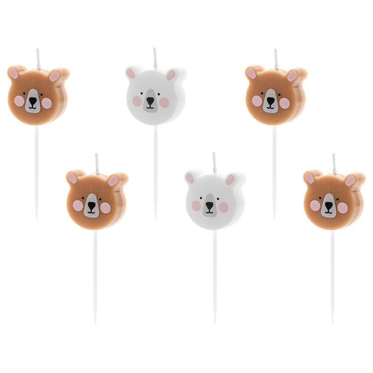 Teddybjörn Tårtljus Brun & Vit 6-pack