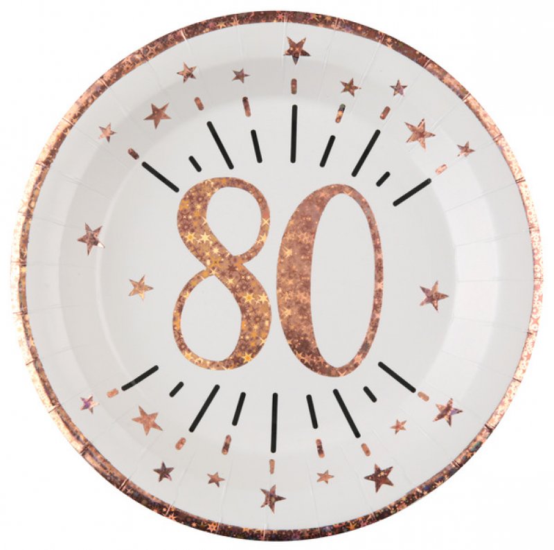 Tallrikar Roséguld 80 år, 10-pack