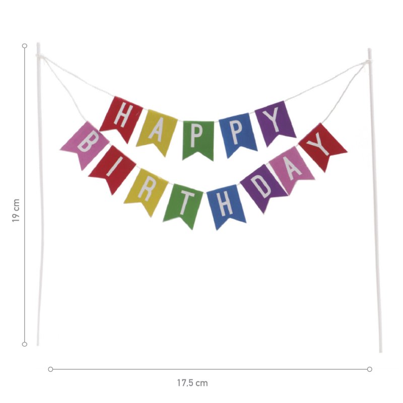 Tårtdekoration Happy Birthday vimpelbanderoll