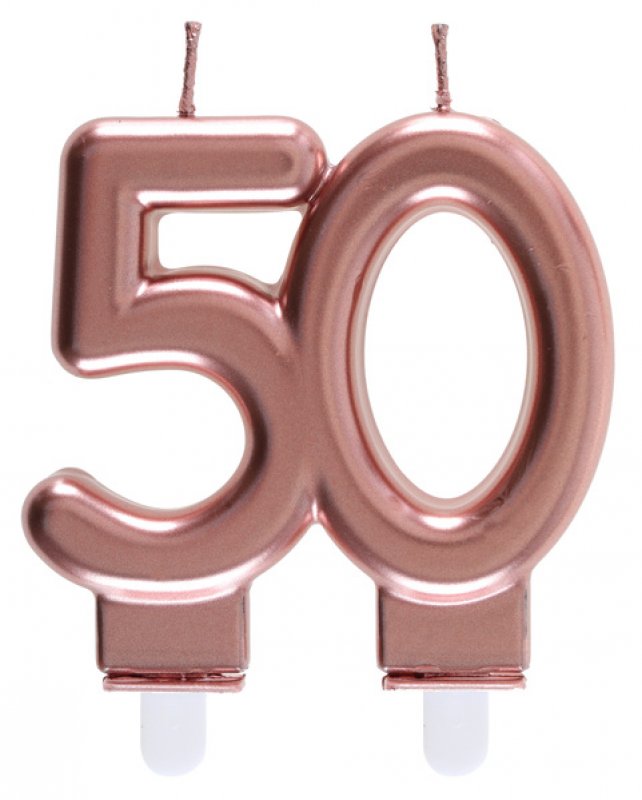 Tårtljus 50-år roséguld