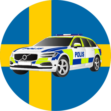 Polisbil och polisman som kör, tårtbild